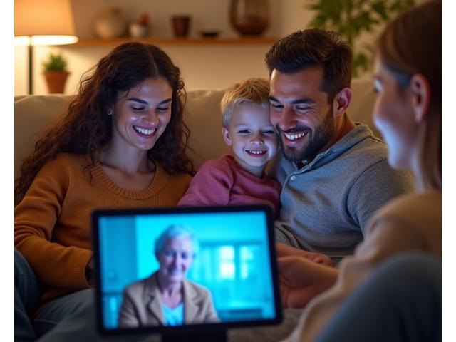 Famille utilisant la téléconsultation Lumière Santè