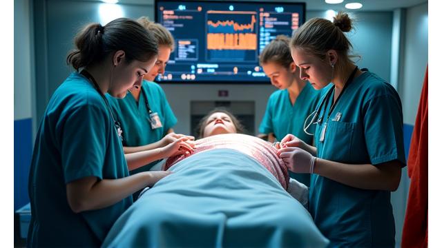Scène de gestion d'urgence médicale rapide via technologie