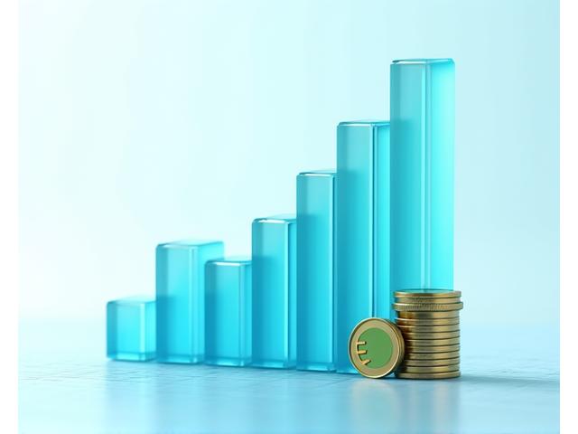 Un graphique représentant une courbe de croissance financière ou des économies, avec des pièces de monnaie ou des symboles d'euros, symbolisant le remboursement et les avantages économiques de la télésurveillance.