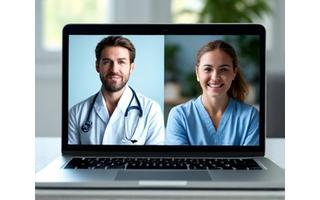 Capture d'écran d'une consultation vidéo entre un médecin et un patient.